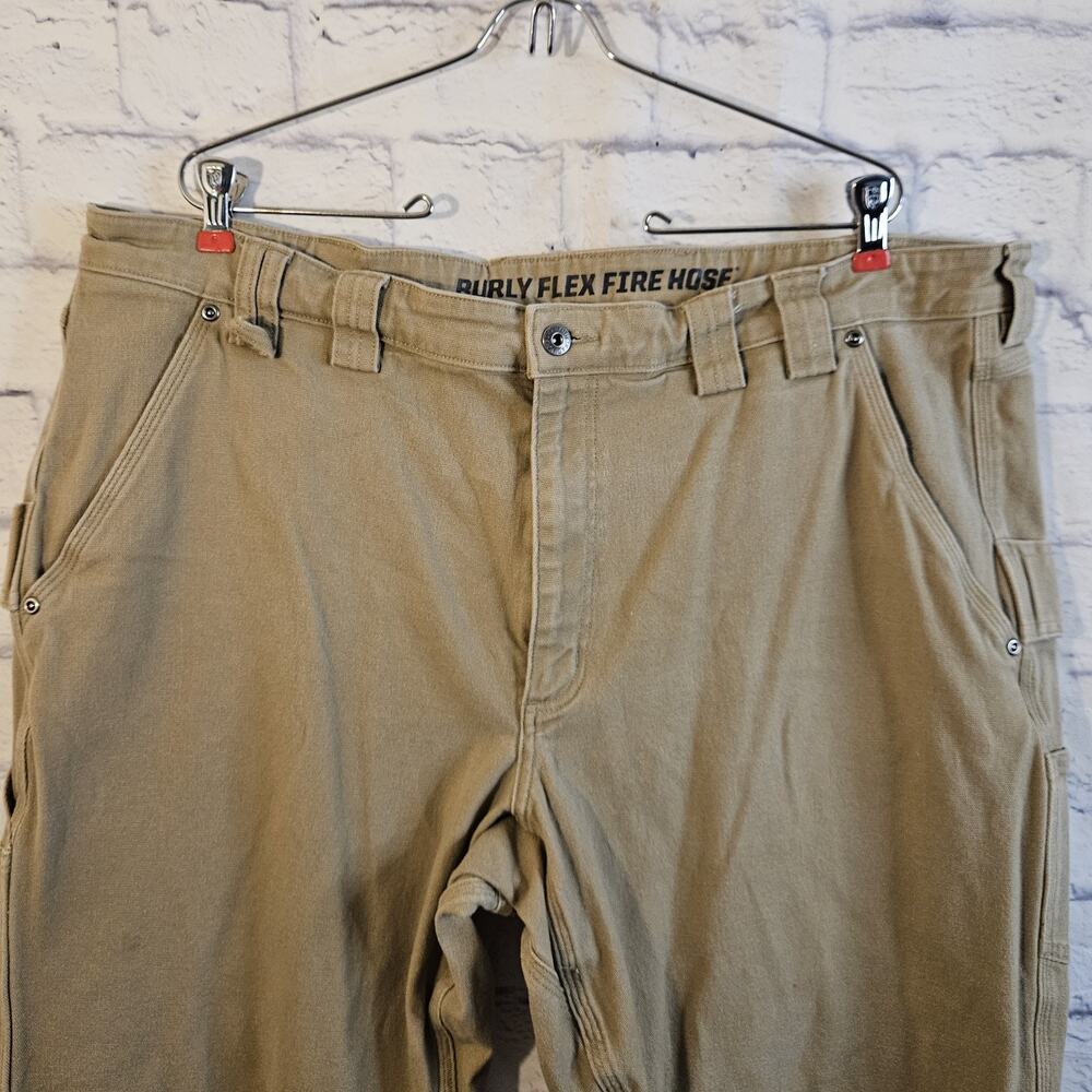 Duluth Burly Flex Fire Hose Pants 42x30 Brown Relaxed Fit Carpenter - Picture 2 of 6